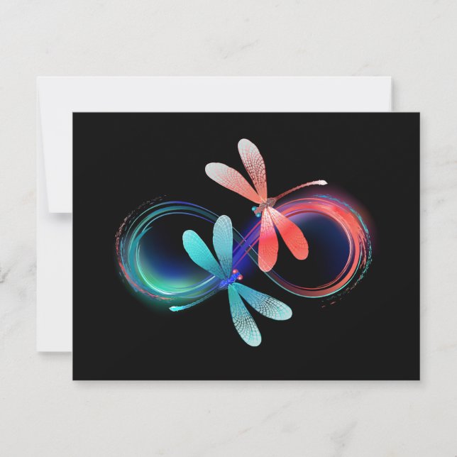 Infinity with glowing dragonflies note card (Front)