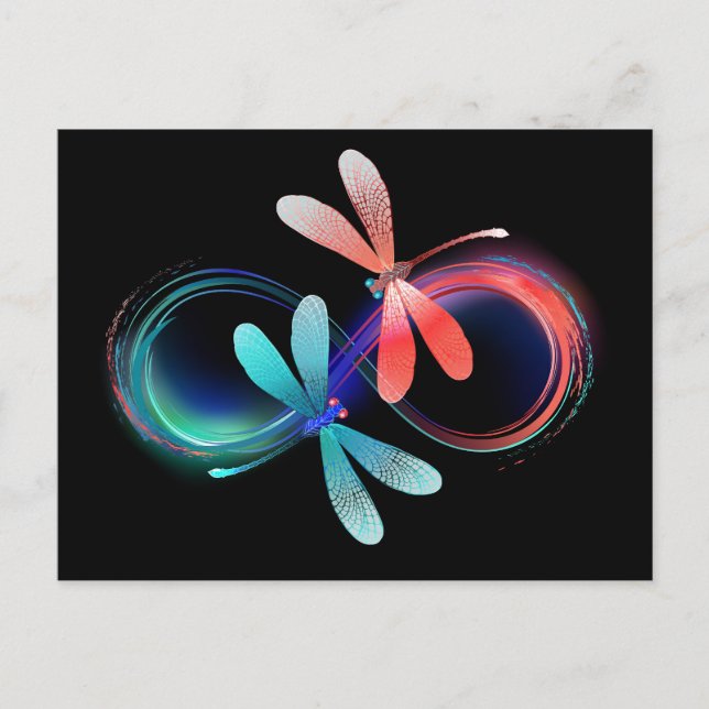 Infinity with glowing dragonflies postcard (Front)