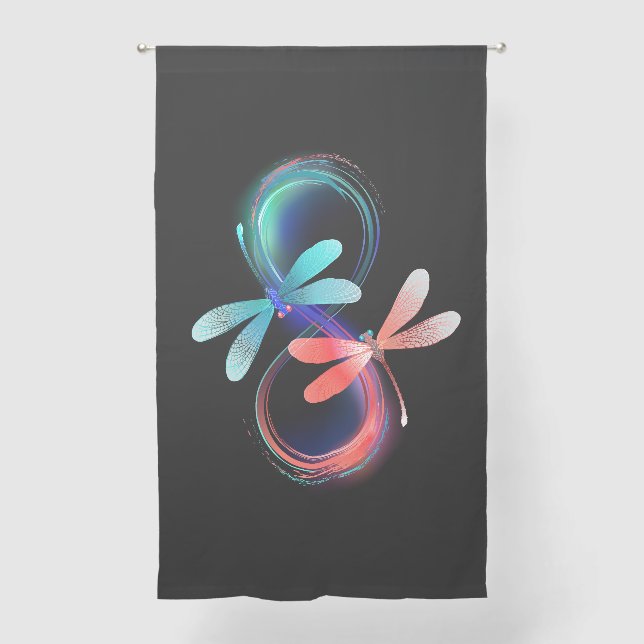 Infinity with glowing dragonflies sheer curtains (Front)