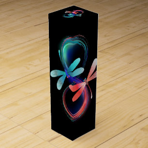 Infinity with glowing dragonflies wine box