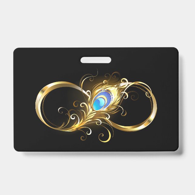 Infinity with Golden Peacock Feather Badge (Front)