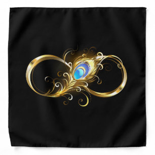 Infinity with Golden Peacock Feather Bandana