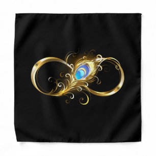 Infinity with Golden Peacock Feather Bandana