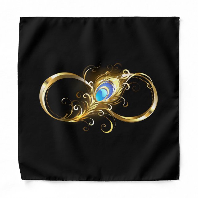 Infinity with Golden Peacock Feather Bandana (Front)