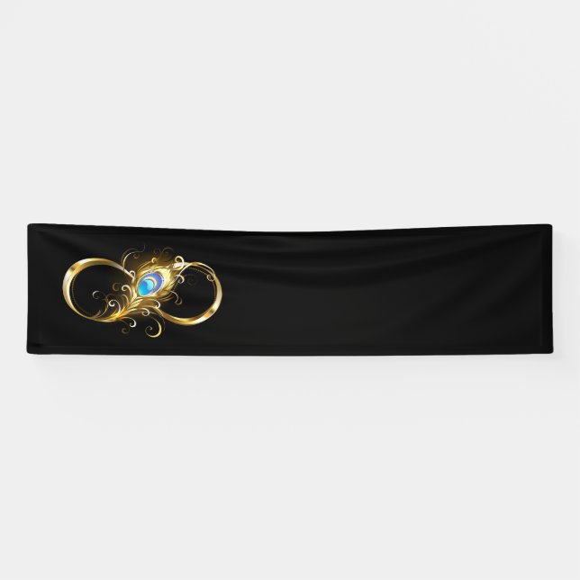Infinity with Golden Peacock Feather Banner (Horizontal)