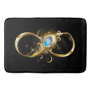 Infinity with Golden Peacock Feather Bath Mat