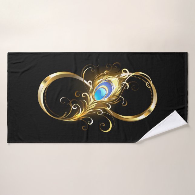 Infinity with Golden Peacock Feather Bath Towel (Bath Towel)