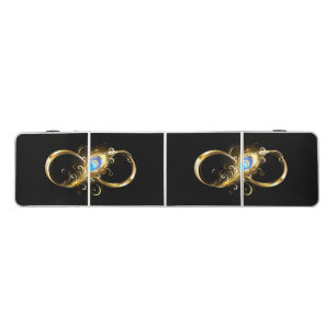 Infinity with Golden Peacock Feather Beer Pong Table