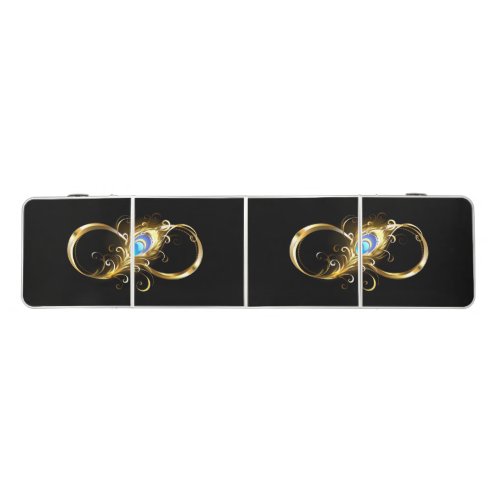 Infinity with Golden Peacock Feather Beer Pong Table
