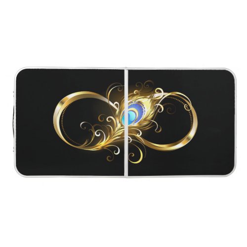 Infinity with Golden Peacock Feather Beer Pong Table
