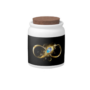 Infinity with Golden Peacock Feather Candy Jar