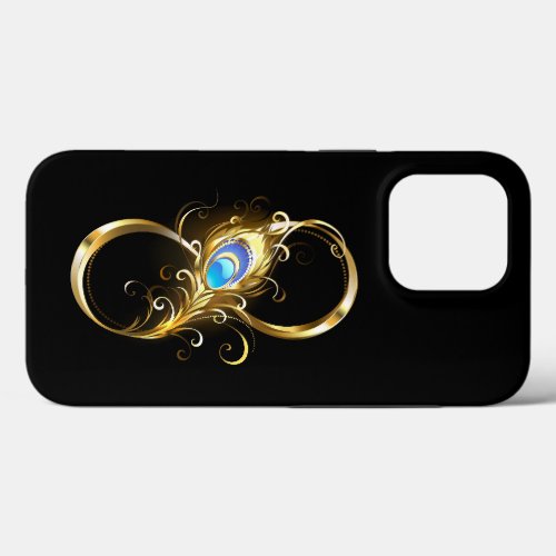 Infinity with Golden Peacock Feather iPhone 13 Pro Case