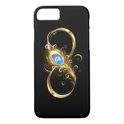 Infinity with Golden Peacock Feather iPhone 87 Case