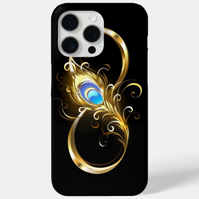 Infinity with Golden Peacock Feather Case-Mate iPhone Case (Back)