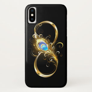 Infinity with Golden Peacock Feather iPhone X Case