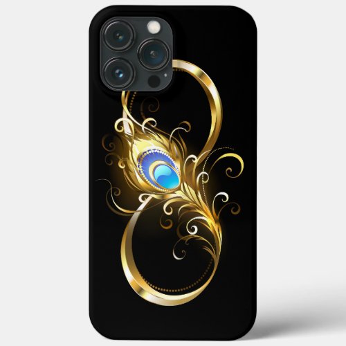 Infinity with Golden Peacock Feather iPhone 13 Pro Max Case