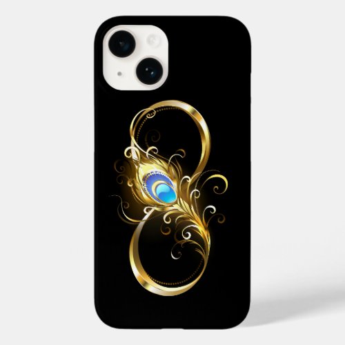 Infinity with Golden Peacock Feather Case_Mate iPhone 14 Case