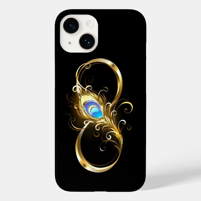 Infinity with Golden Peacock Feather Case-Mate iPhone Case (Back)