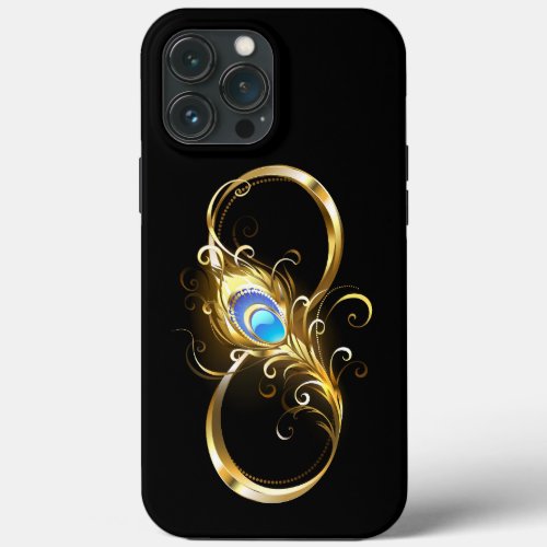 Infinity with Golden Peacock Feather iPhone 13 Pro Max Case