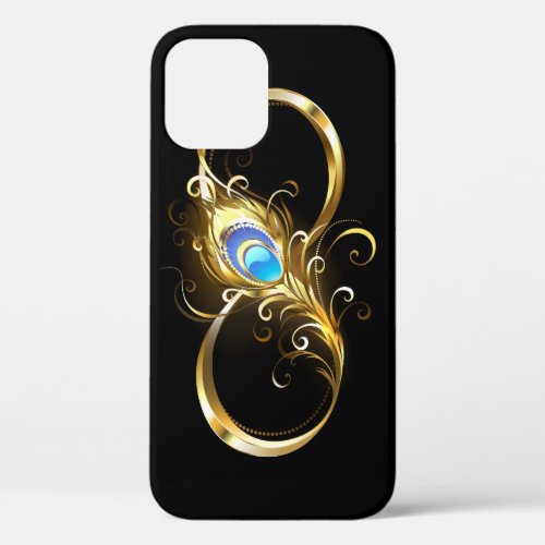 Infinity with Golden Peacock Feather iPhone 12 Case