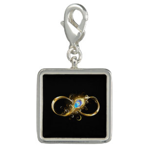 Infinity with Golden Peacock Feather Charm