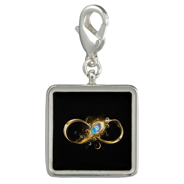 Infinity with Golden Peacock Feather Charm (Front)