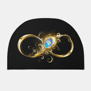 Infinity with Golden Peacock Feather Doormat