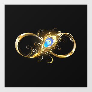 Infinity with Golden Peacock Feather Floor Decals