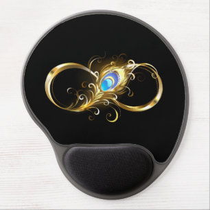 Infinity with Golden Peacock Feather Gel Mouse Pad