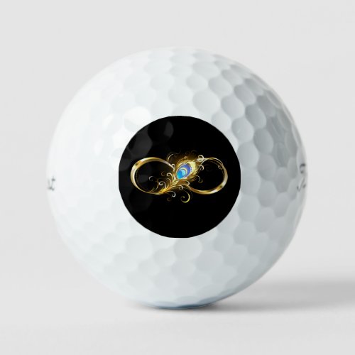 Infinity with Golden Peacock Feather Golf Balls