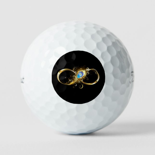 Infinity with Golden Peacock Feather Golf Balls (Front)