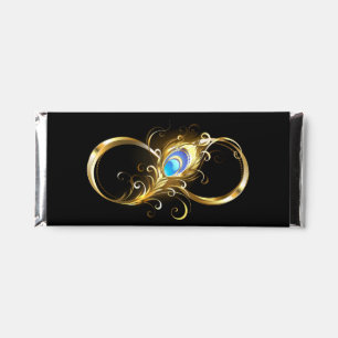 Infinity with Golden Peacock Feather Hershey Bar Favors