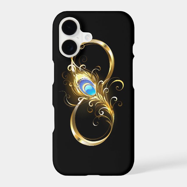Infinity with Golden Peacock Feather Iphone Case (Back)