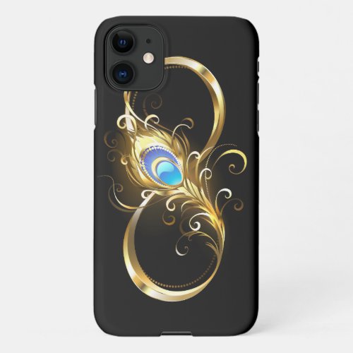 Infinity with Golden Peacock Feather iPhone 11 Case