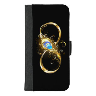 Infinity with Golden Peacock Feather iPhone 8/7 Plus Wallet Case