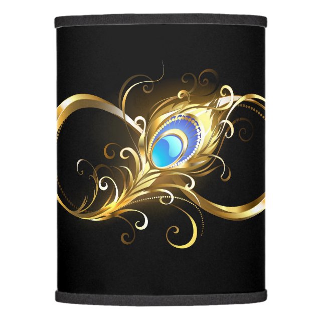 Infinity with Golden Peacock Feather Lamp Shade (Front)