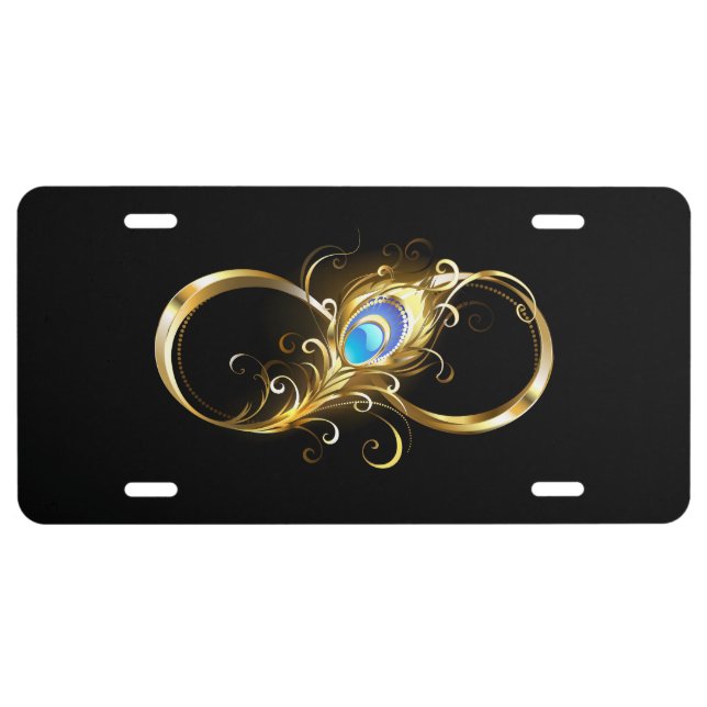 Infinity with Golden Peacock Feather License Plate (Front)