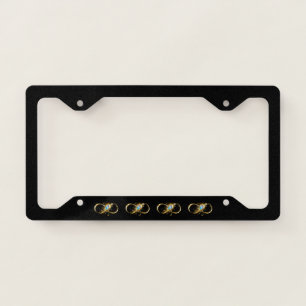 Infinity with Golden Peacock Feather License Plate Frame