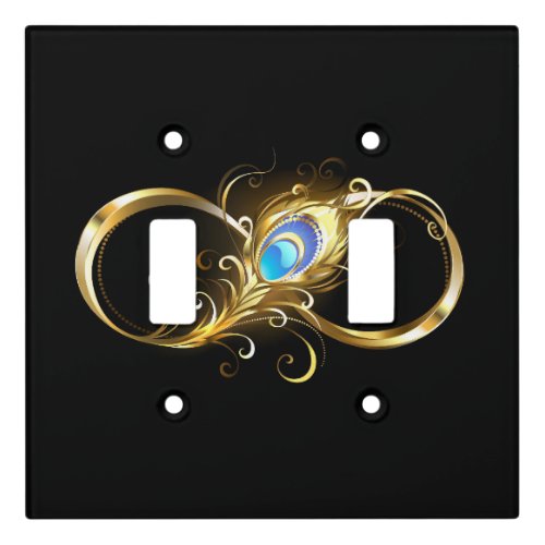 Infinity with Golden Peacock Feather Light Switch Cover