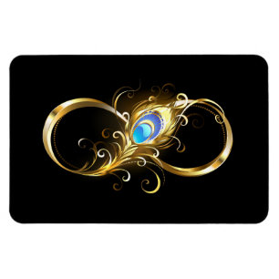 Infinity with Golden Peacock Feather Magnet