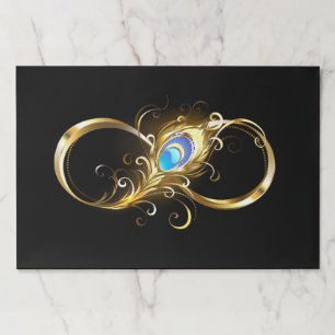 Infinity with Golden Peacock Feather Paper Pad