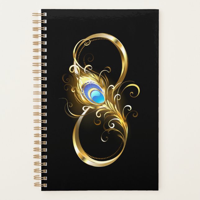Infinity with Golden Peacock Feather Planner (Front)