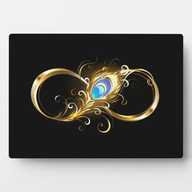 Infinity with Golden Peacock Feather Plaque (Front)