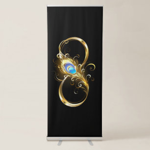 Infinity with Golden Peacock Feather Retractable Banner