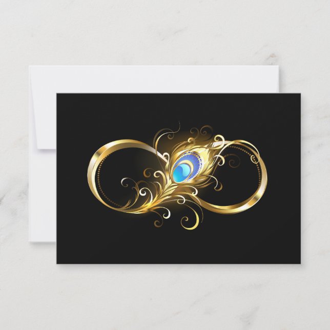 Infinity with Golden Peacock Feather Save The Date (Front)