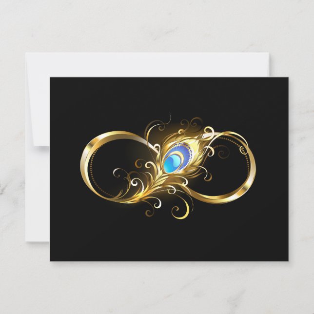 Infinity with Golden Peacock Feather Save The Date (Front)