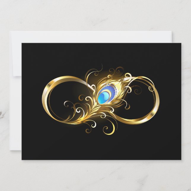 Infinity with Golden Peacock Feather Save The Date (Front)