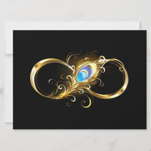 Infinity with Golden Peacock Feather Save The Date