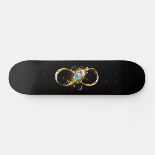 Infinity with Golden Peacock Feather Skateboard