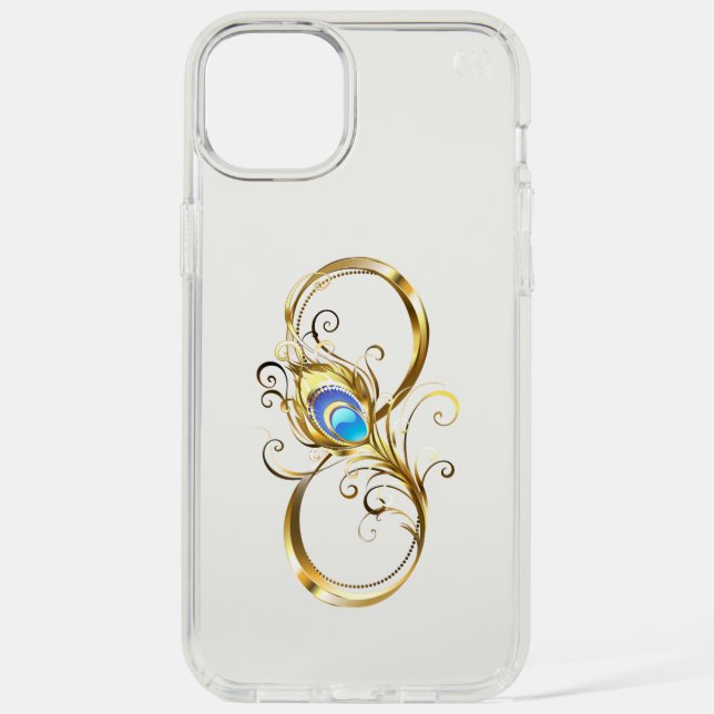 Infinity with Golden Peacock Feather Speck iPhone Case (Front)